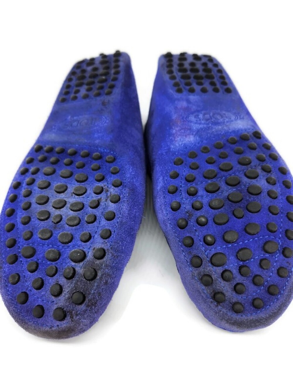 Tod's Gommino Vibrant Dark Blue Suede Slip-On Moc-Toe Driving Penny Loafers - Picture 12 of 15
